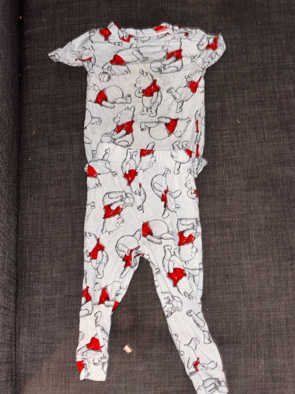 Kids White and Red Bear Print One-Piece Pajama Set